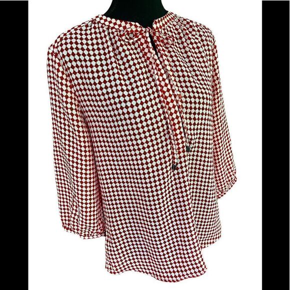 ANTILIA Femme red/white checked tunic top, size M - Picture 5 of 6